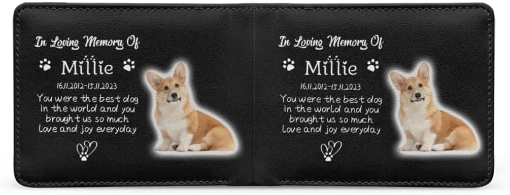 Personalized Leather Pet Face Wallet For Men You Were The Best Dog In The World And You Brought Us So Much Love And Joy Everyday Bifold Leather Wallet for Pet's Dad with Name Memorial Gift for Owner