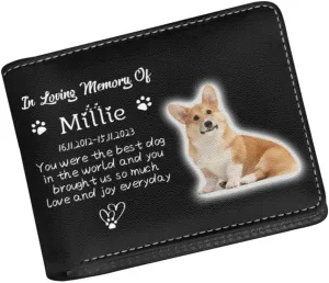 Personalized Leather Pet Face Wallet For Men You Were The Best Dog In The World And You Brought Us So Much Love And Joy Everyday Bifold Leather Wallet for Pet's Dad with Name Memorial Gift for Owner
