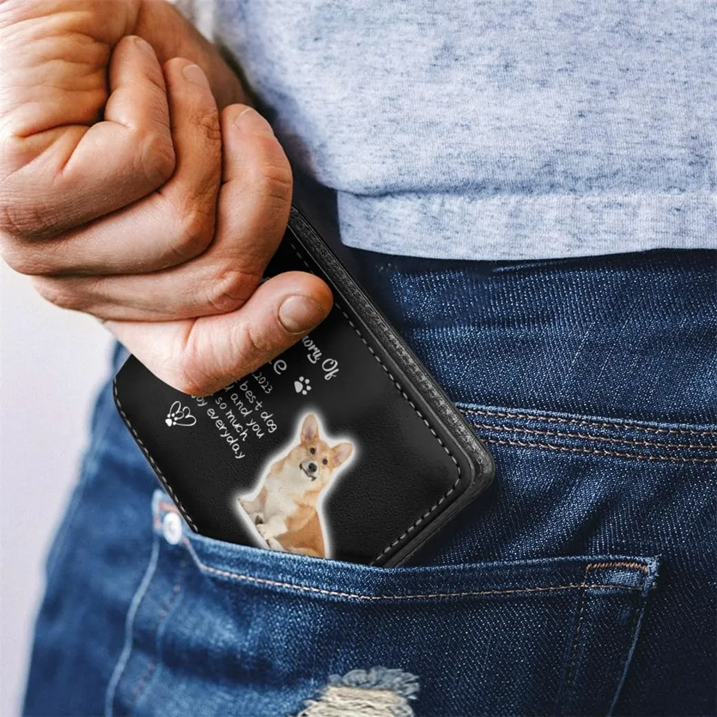 Personalized Leather Pet Face Wallet For Men You Were The Best Dog In The World And You Brought Us So Much Love And Joy Everyday Bifold Leather Wallet for Pet's Dad with Name Memorial Gift for Owner