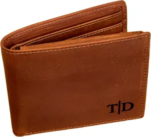 Personalized Leather Wallet for Men, Custom Wallet with Monogram / Initial / Name, Customized Engraved Wallet for Him, Dad, Husband, Son, Grandpa, Boyfriend, Wedding, Anniversary, Birthday, Graduation