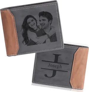 Personalized Leather Wallet for Men with Photo & Custom Name Engraving Men's Wallet Gift for Man Father's Day Birthday (Style 1)