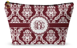 Personalized Maroon & White Makeup Bag - Small - 8.5"x4.5"