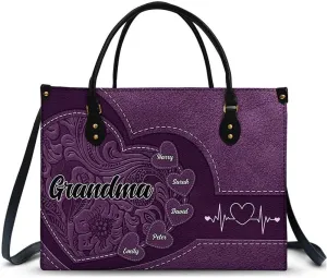 Personalized Mother's Day Leather Bag Custom Mother Mom Grandma Nana Leather Bag Gift For Mom Mother Mama Grandma Nana
