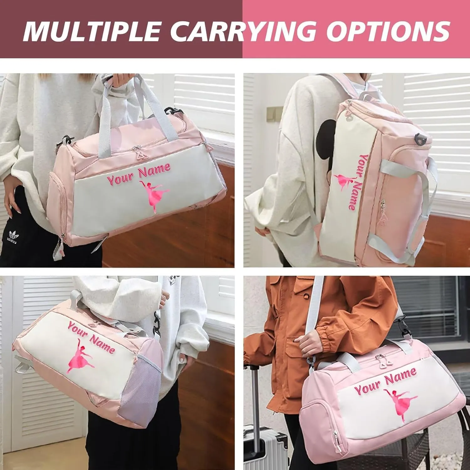 Personalized Name Sport Duffel, Multifunctional Gym Bag, Customizable Weekend Travel Bag