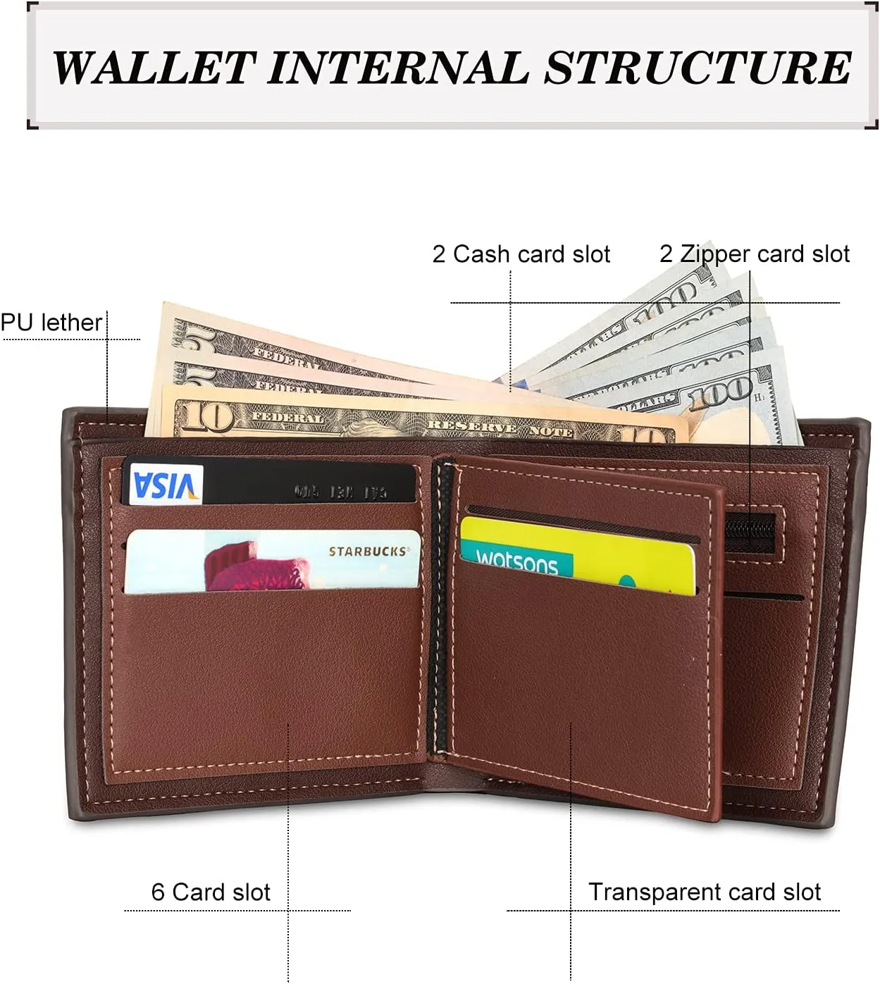 Personalized Photo Mens Wallets Leather: Custom Initial Name Bi-fold Wallet for Men Father - Men's wallets Wallet for Dad Boyfriend Grandpa Birthday Gift (Gray 2 Photo)