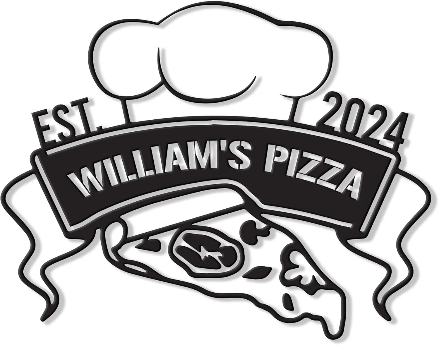 Personalized Pizza Metal Sign, Pizza Hanging Sign Outdoor Porch Welcome, Custom Name Wall Fence Yard Patio, Home Office Decor, Gift Birthday, Restaurant Gift