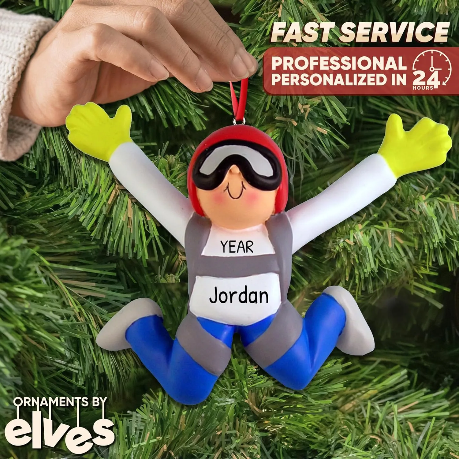 Personalized Skydiver Ornament 2025 – Custom for Men, Boys, or Adventure Lovers – Fun Parachuting Keepsake for Extreme Sports Fans