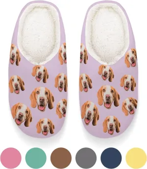 Personalized Slippers, Custom Non-slip Indoor Shoes with Pet Face and Name, for Christmas Pet Owners, Dog Mom Dad