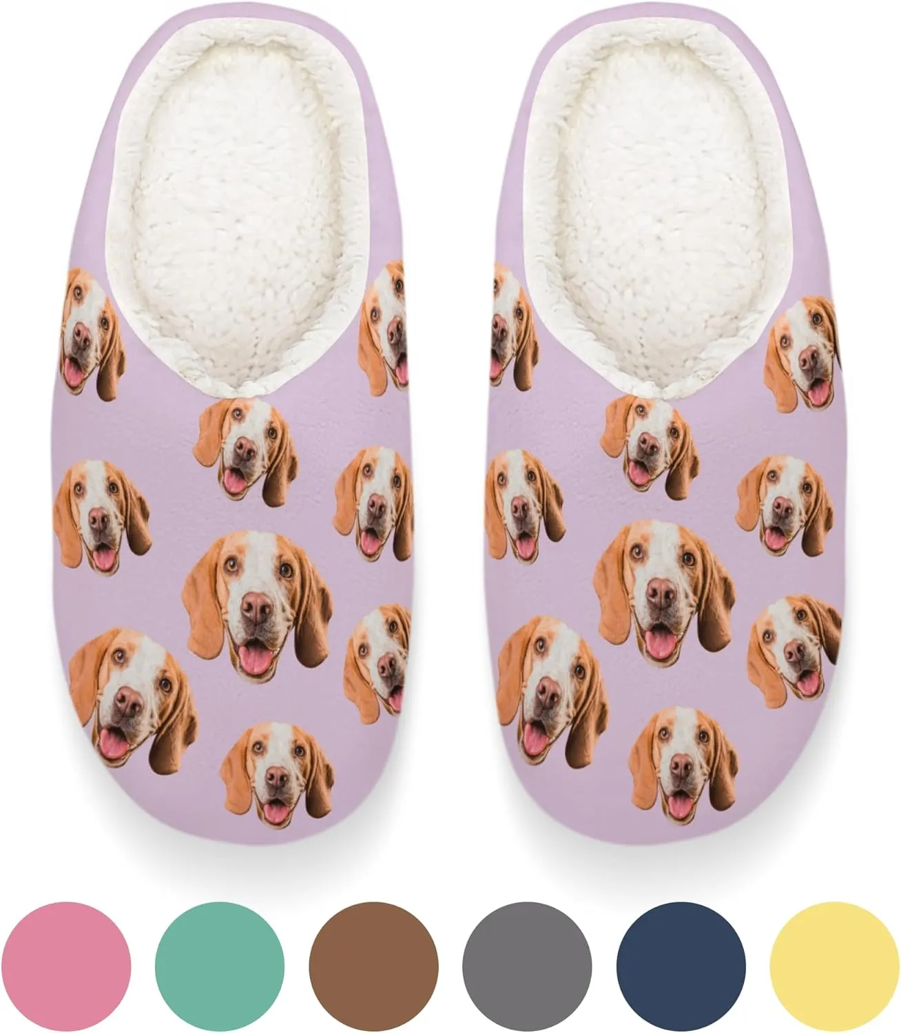Personalized Slippers, Custom Non-slip Indoor Shoes with Pet Face and Name, for Christmas Pet Owners, Dog Mom Dad