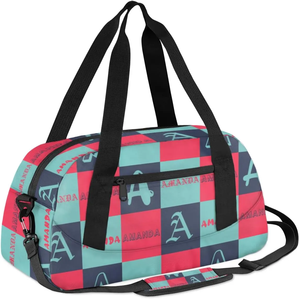 Personalized Sport Dance Bag Custom Boys Gym Bag Girls Ballet Dance Bag Customize Travel Duffle Bag with Name Overnight Weekender Bags (Blue Cyan Red)
