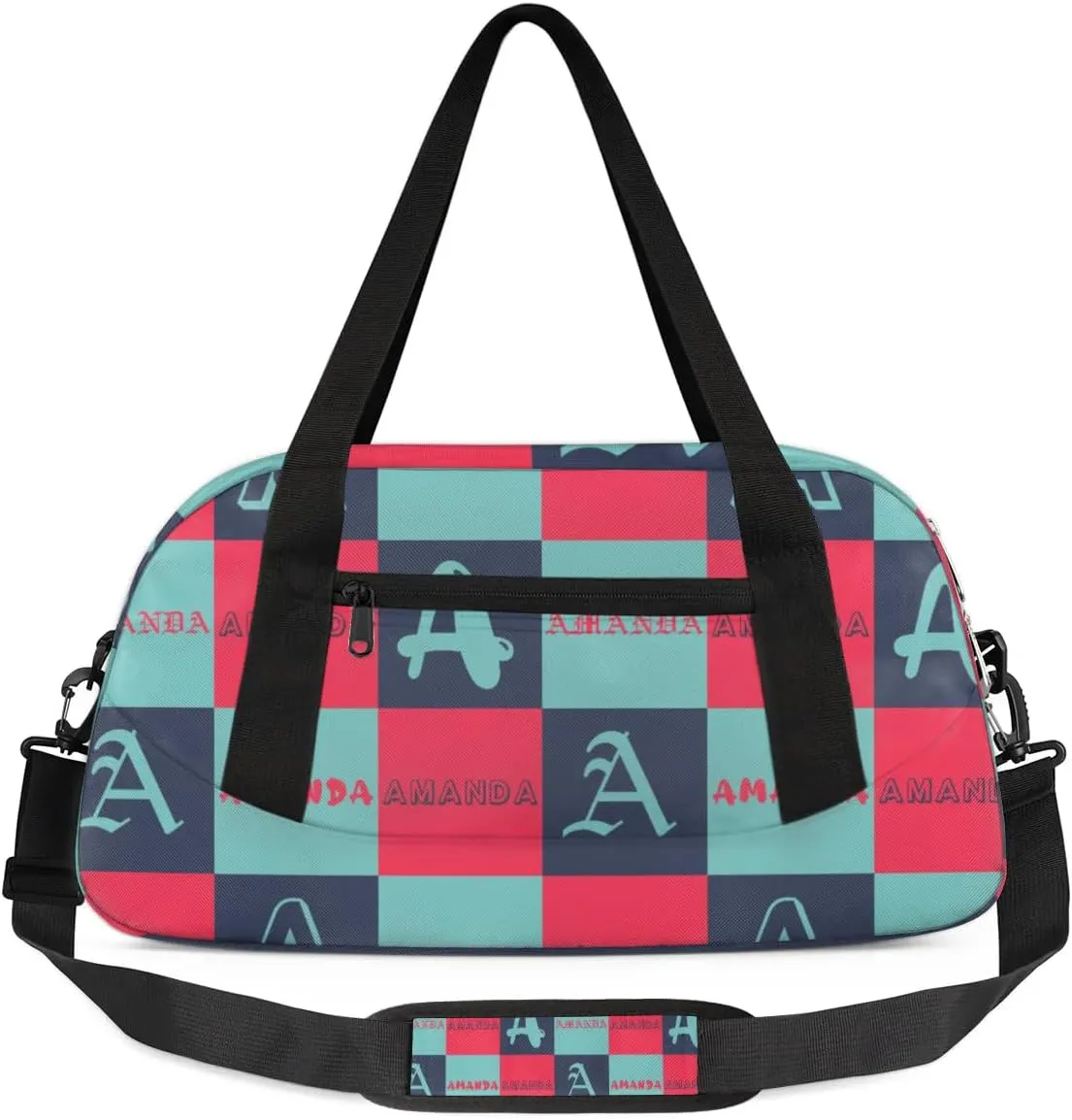 Personalized Sport Dance Bag Custom Boys Gym Bag Girls Ballet Dance Bag Customize Travel Duffle Bag with Name Overnight Weekender Bags (Blue Cyan Red)