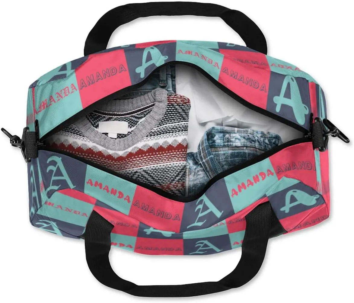 Personalized Sport Dance Bag Custom Boys Gym Bag Girls Ballet Dance Bag Customize Travel Duffle Bag with Name Overnight Weekender Bags (Blue Cyan Red)