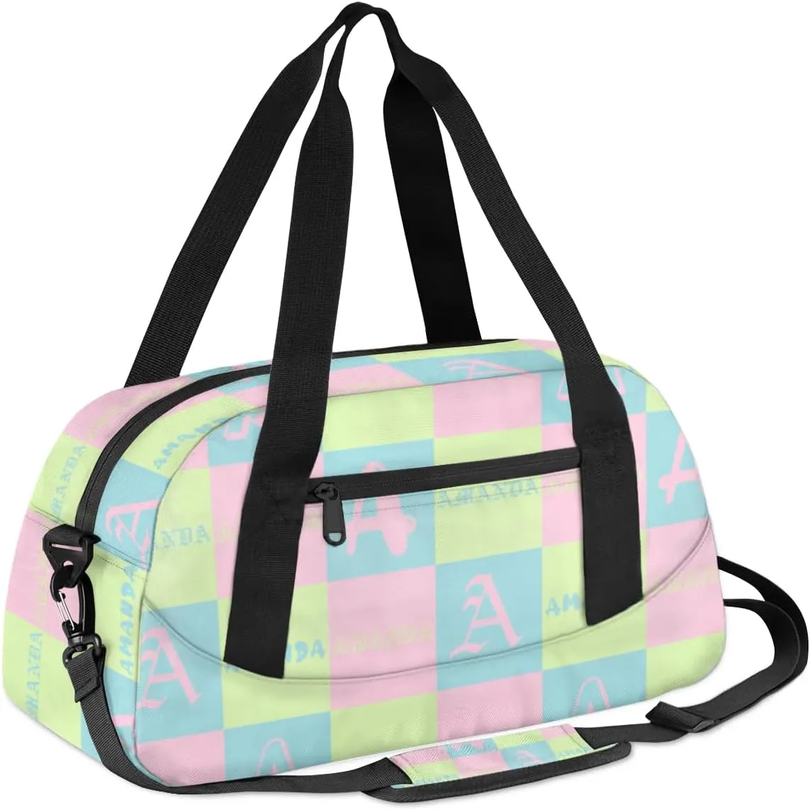 Personalized Sport Dance Bag Custom Boys Gym Bag Girls Ballet Dance Bag Customize Travel Duffle Bag with Name Overnight Weekender Bags (Blue Green Pink)