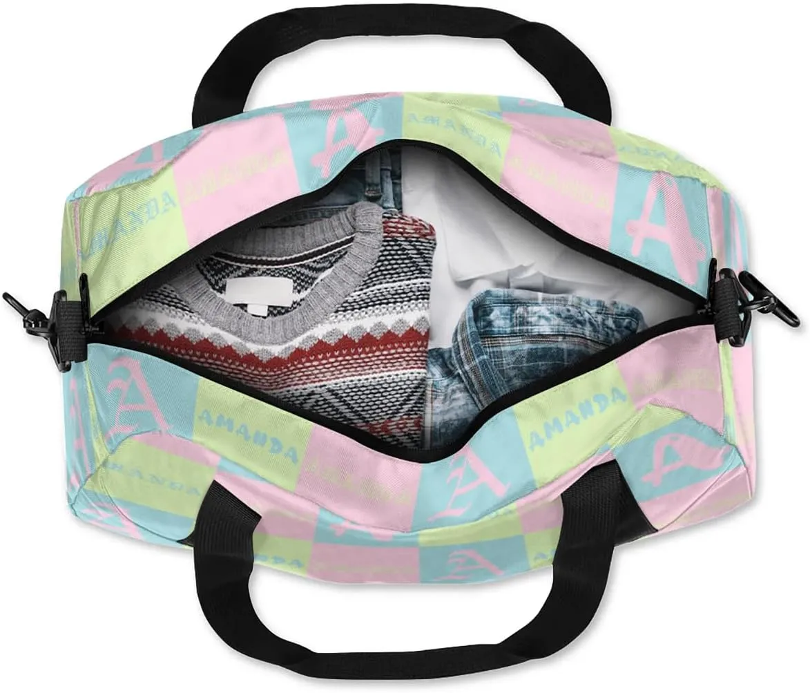 Personalized Sport Dance Bag Custom Boys Gym Bag Girls Ballet Dance Bag Customize Travel Duffle Bag with Name Overnight Weekender Bags (Blue Green Pink)