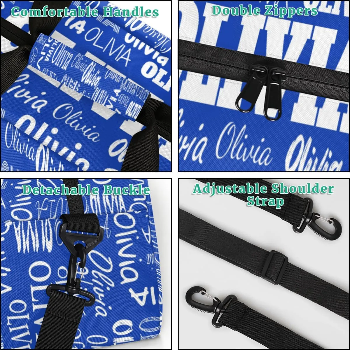 Personalized Sports Duffel Bags, Custom Kids Football Duffle Bag for Boys with Your Name, Lightweight Overnight Weekender Bag for School Gymnastics Travel, Royal Blue