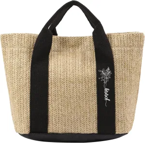 Personalized Straw Tote Bag for Women, Custom Name Beach Bag Large Tote Bag for Women, Teacher, Mother’s Day Gift