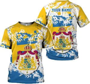 Personalized Sweden Flag Unisex Shirt Custom Vintage Sverige Sweden Casimas Shirts Men's Shirt T-Shirt Swedish National Pride