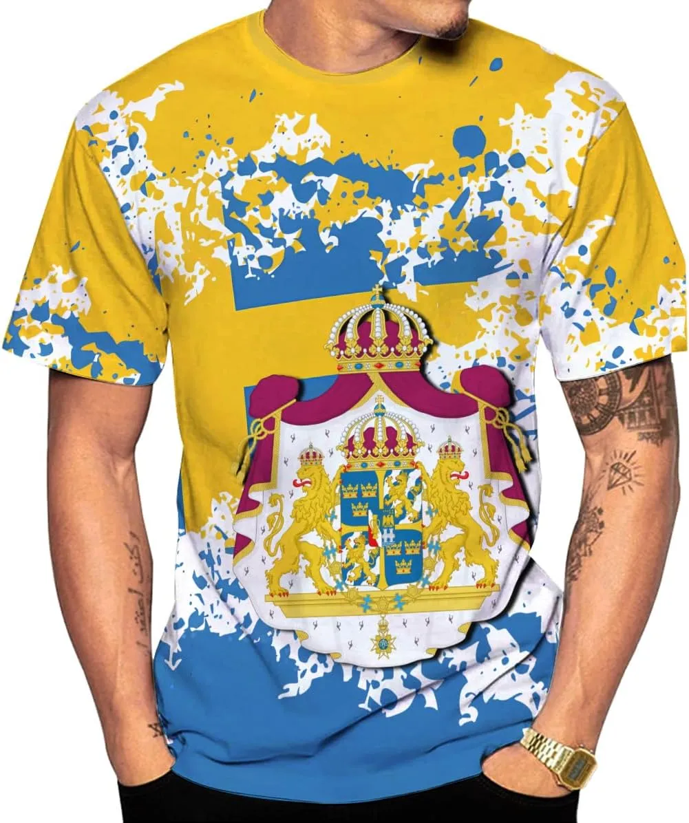 Personalized Sweden Flag Unisex Shirt Custom Vintage Sverige Sweden Casimas Shirts Men's Shirt T-Shirt Swedish National Pride