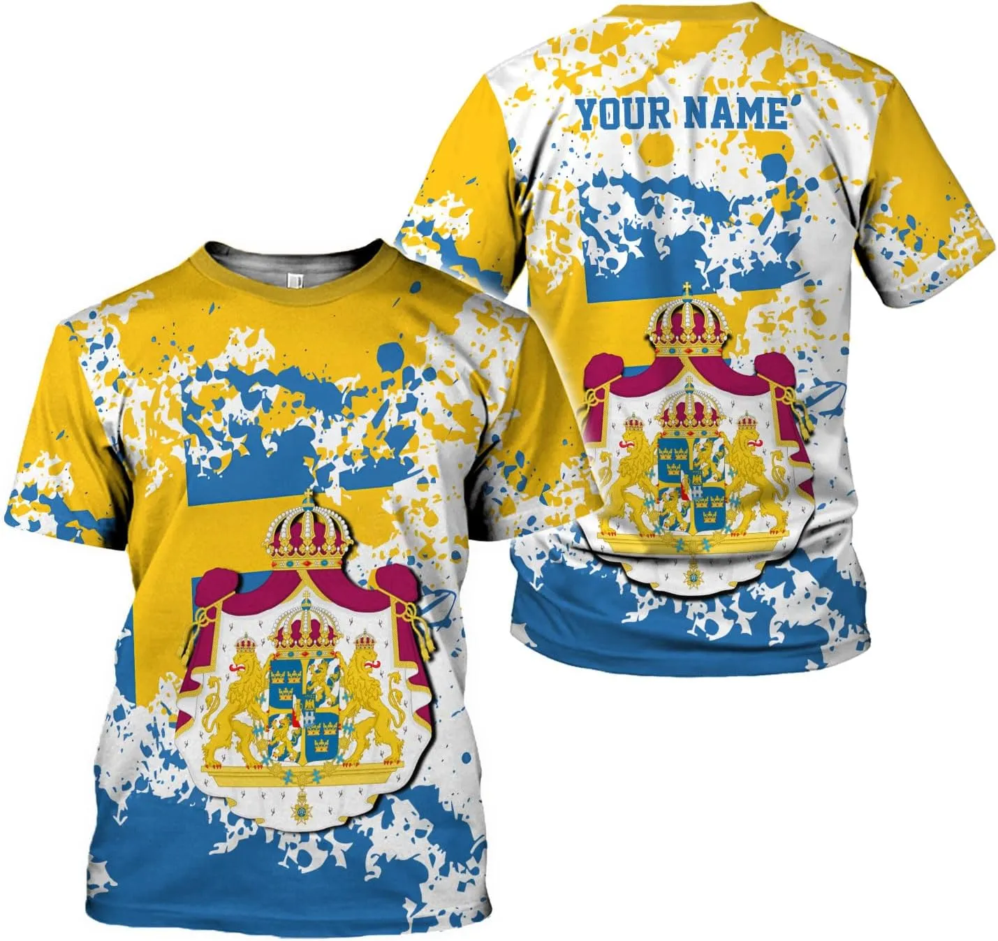 Personalized Sweden Flag Unisex Shirt Custom Vintage Sverige Sweden Casimas Shirts Men's Shirt T-Shirt Swedish National Pride