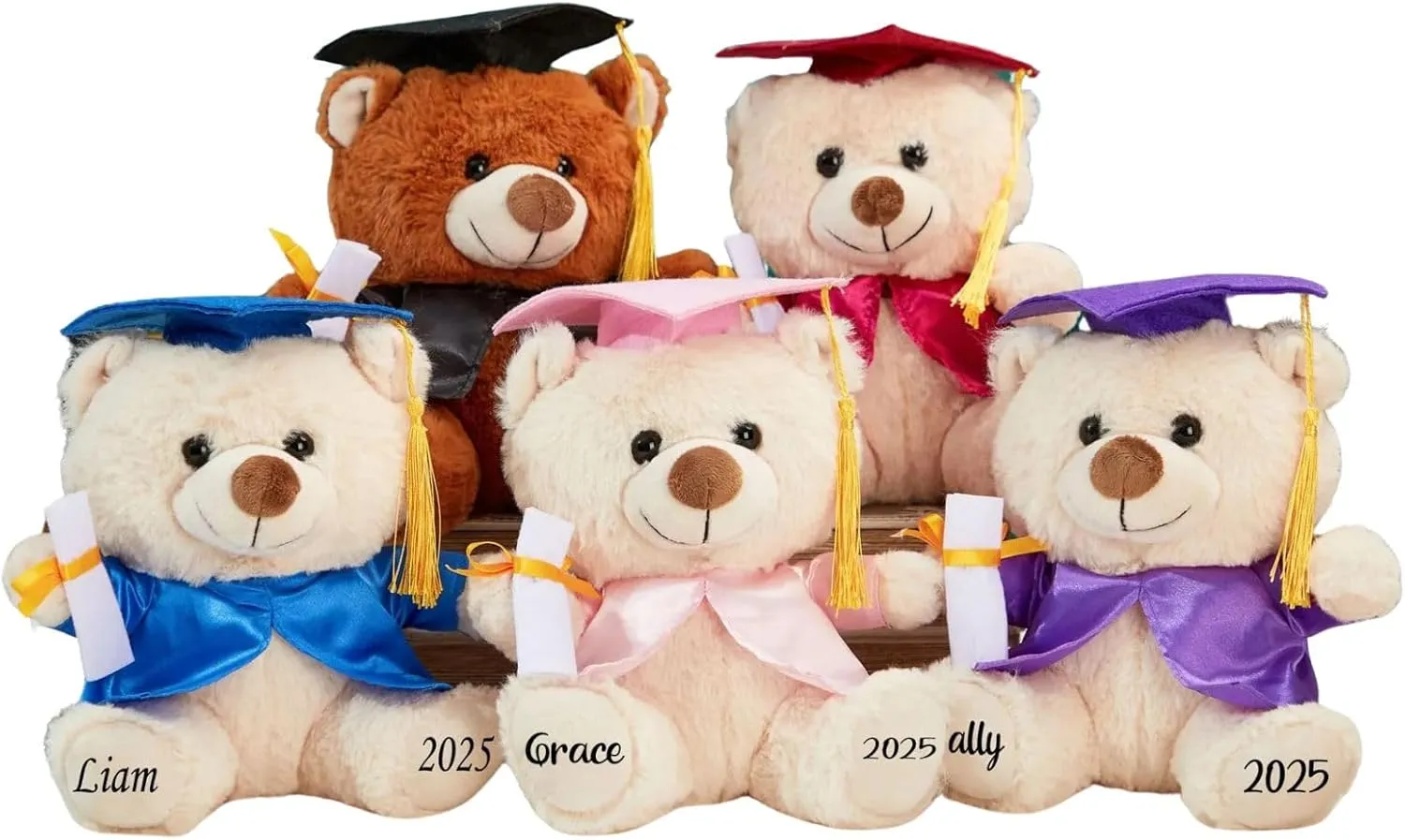 Personalized Teddy Bear 2025 Graduation Gifts, Graduation Bears Class of 2025 Gifts for Her, for Him, Custom Name/Date/School Cute Plush Stuffed Animal Decorations Gift for College, High School