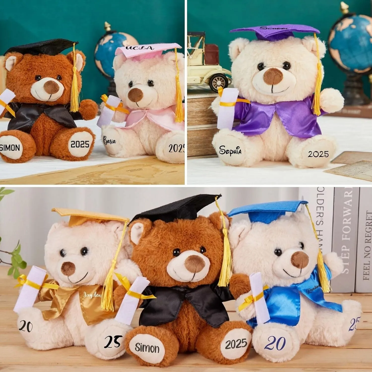 Personalized Teddy Bear 2025 Graduation Gifts, Graduation Bears Class of 2025 Gifts for Her, for Him, Custom Name/Date/School Cute Plush Stuffed Animal Decorations Gift for College, High School