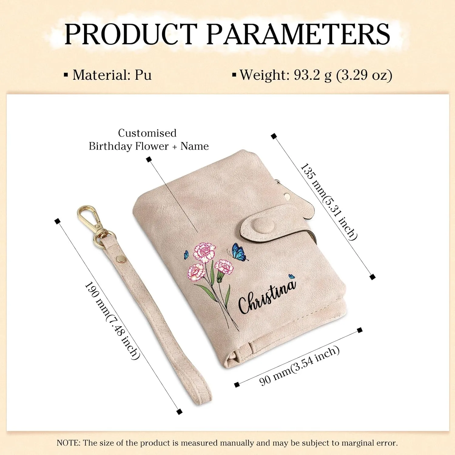 Personalized Wallet Women Small with Birth Flower and Name: Custom Bi-fold Women's Wallets - Ladies Minimalist Wallet for Women Teen Girls Gift (Pink, Birth Flower Name Photo)