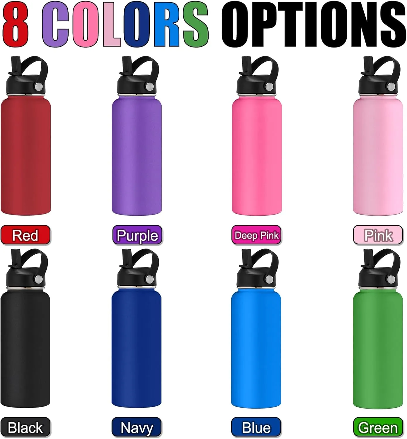 Personalized Water Bottle Custom Insulated Water Bottles with Straw Lid 32oz Customized Engraved Stainless Steel Bottles with Name Logo, Gift for School Sports Outdoor, Purple