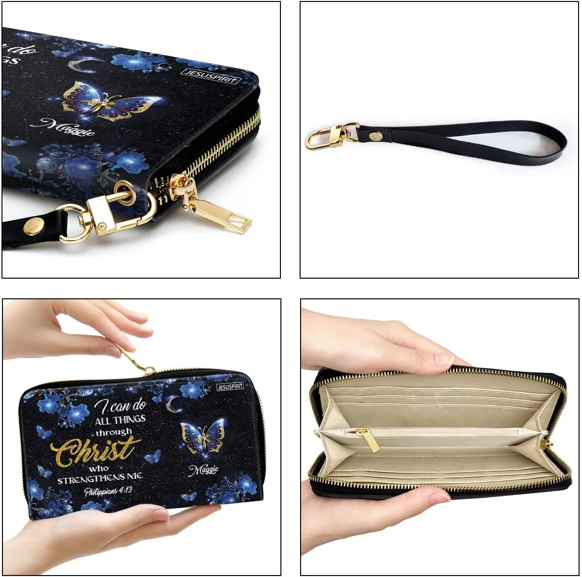 Personalized Wristlet Leather Clutch Purse For Women - Christian Gifts For Women, Christmas Gifts For Women
