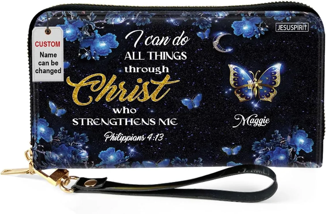 Personalized Wristlet Leather Clutch Purse For Women - Christian Gifts For Women, Christmas Gifts For Women