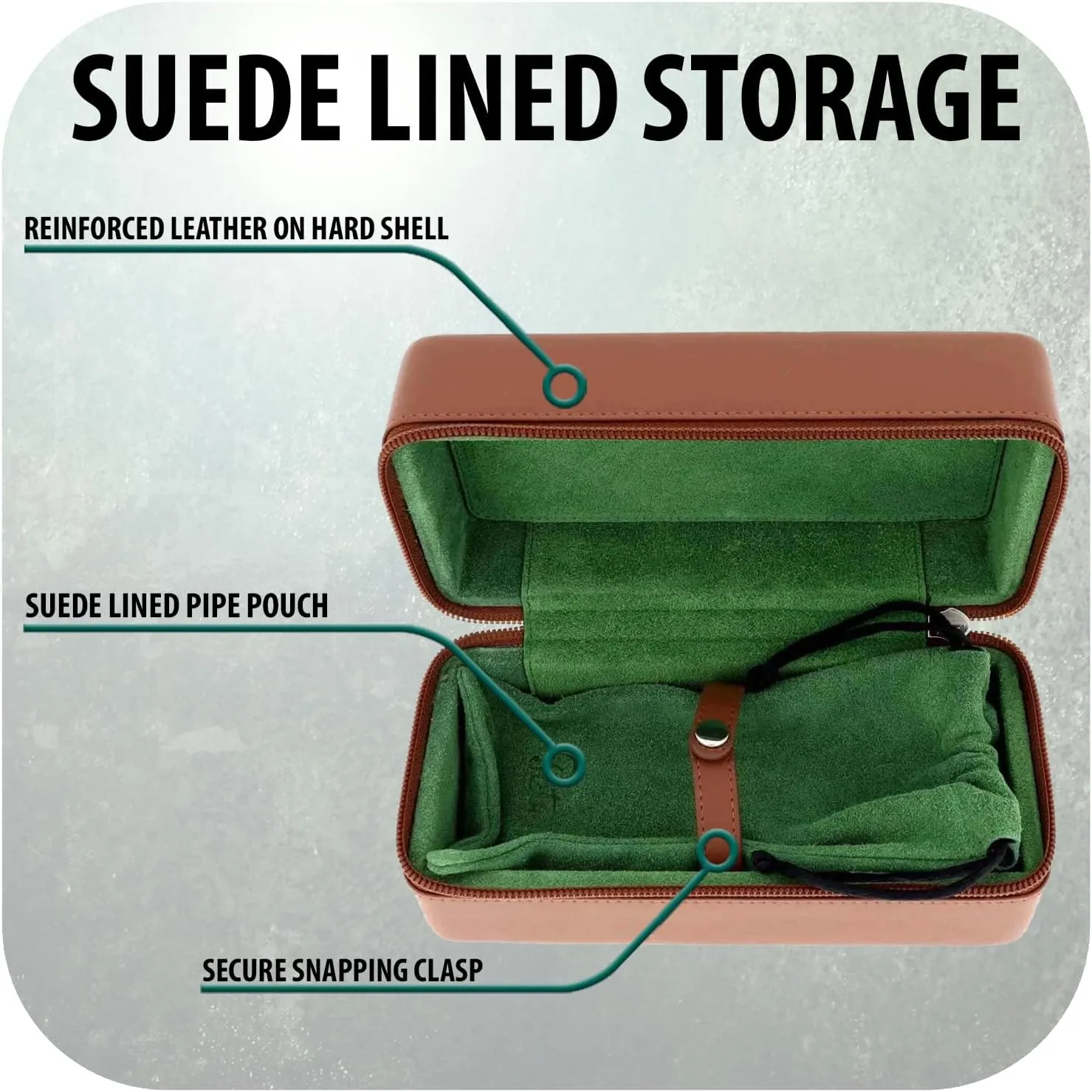 Peterson Pipes Grafton Leather Hardshell Case - Protective Pipe Storage   Travel (Deluxe Case)