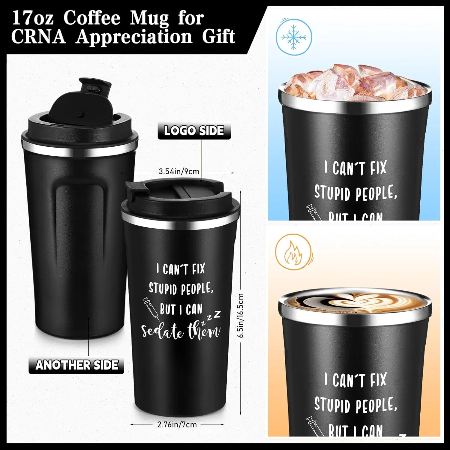 Pickmesh 3 Pcs Nurse Appreciation Week Gift Set 17 oz Coffee Mug A5 Leather Journal with Pen Thank You Graduation Gifts for Male Nurse Doctors Tech Assistant Anesthetist Medical Student CRNA(Black)