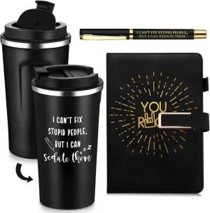 Pickmesh 3 Pcs Nurse Appreciation Week Gift Set 17 oz Coffee Mug A5 Leather Journal with Pen Thank You Graduation Gifts for Male Nurse Doctors Tech Assistant Anesthetist Medical Student CRNA(Black)