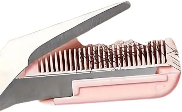 Pink Eyebrow Trimming Scissors with Built-In Comb – Stainless Steel Precision Grooming Tool for Shaping & Defining Brows (Pink)