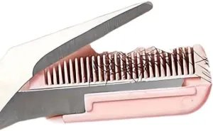 Pink Eyebrow Trimming Scissors with Built-In Comb – Stainless Steel Precision Grooming Tool for Shaping & Defining Brows (Pink)