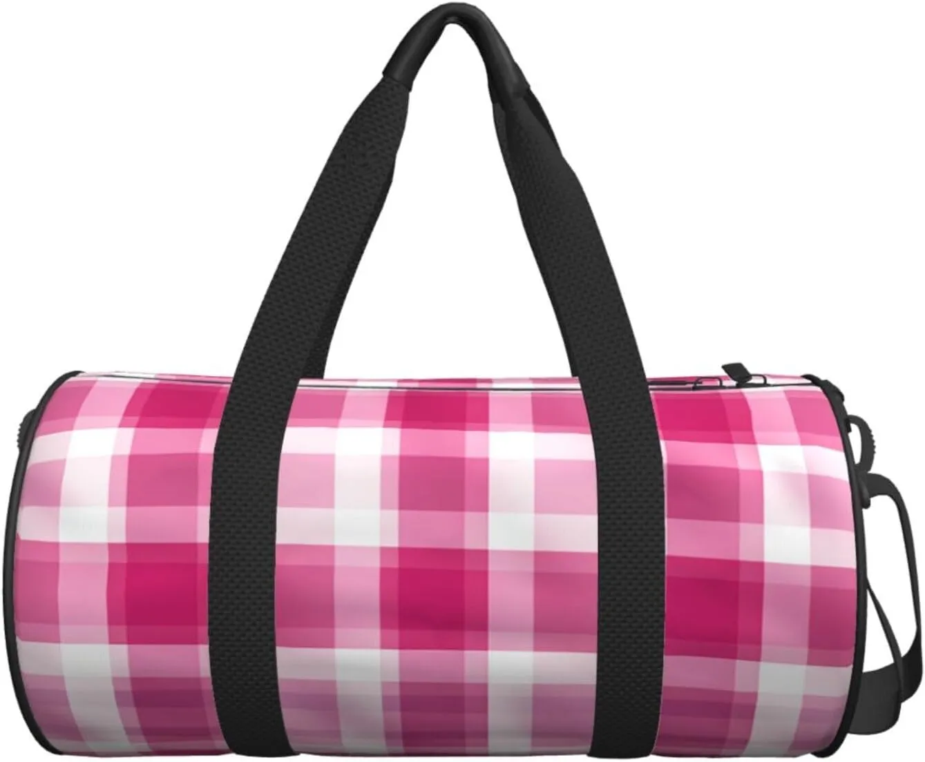 Pink Plaid Travel Duffle Bag for Men Women Sport Gym Bag Foldable Weekender Bag Carry on Overnight Bag for Travel Swimming Basketball