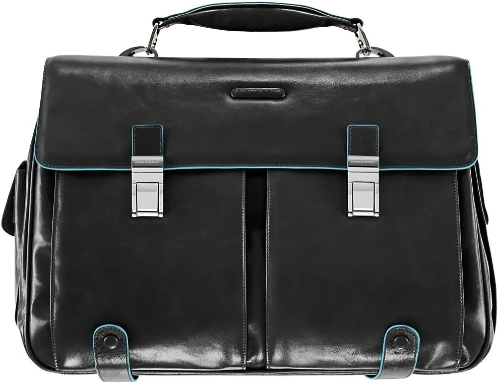 Piquadro Leather Case with 2 Front External Pockets, Black, One Size