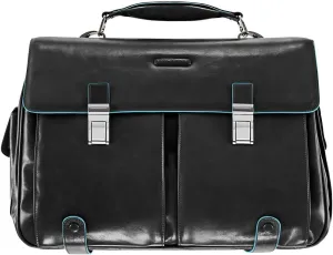 Piquadro Leather Case with 2 Front External Pockets, Black, One Size
