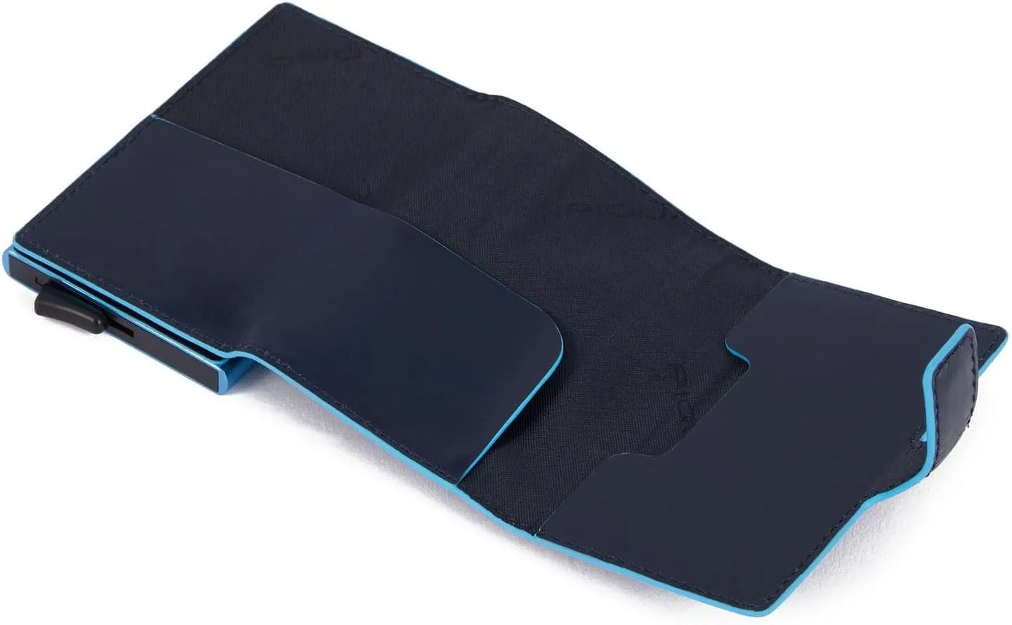 PIQUADRO Single Metal and Leather Credit Card Holder