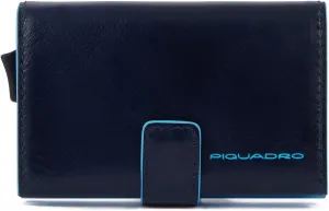 PIQUADRO Single Metal and Leather Credit Card Holder