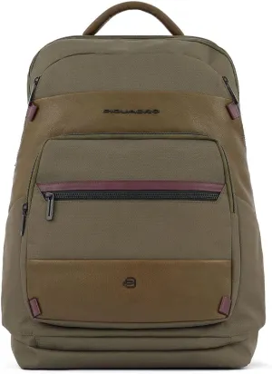 Piquadro Zaino Ca5844w115 Business - Porta Pc Uomo Nylon E Pelle Verde