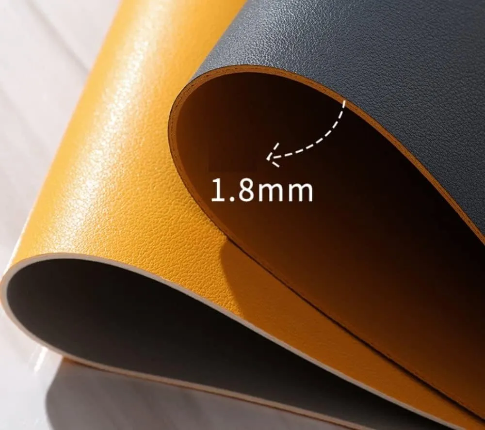 Place Mmats for Table，Placemats, Placemats Set of 2 Faux Leather Placemats for Dining Table, Easy to Clean Kitchen Dinner Mats Heat Washable Front Back Two-Color Table Mats(Yellow)