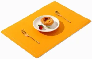 Place Mmats for Table，Placemats, Placemats Two-Color Placemats for Dining Table,Set of 2 Non-Slip Heat Washable Faux Leather Table Mats Rectangle Easy to Clean Kitchen Dinner Mats(Yellow)