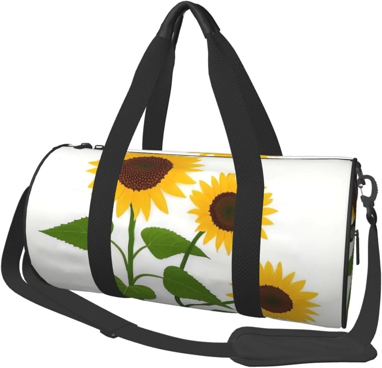 Plants Theme Sunflower Print Round Large Capacity Travel Luggage Bags,Men's and Women's Hand-Held Travel Clothing Bags