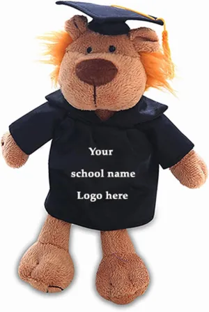 Plushland Personalized Stuffed Animal, Customize Each Plush Toy with Your School Logo or Text on Its Shirt for Graduation Day (Lion)