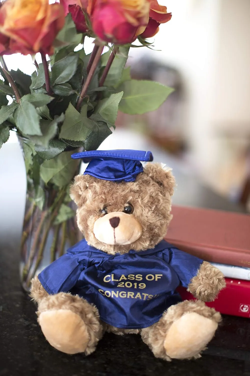 Plushland Plush Stuffed Animal Toys 12 Inches Present Gifts for Graduation Day, Personalized Text, Name or Your School Logo on Gown, Best for Any Grad School Kids (Black Gown)