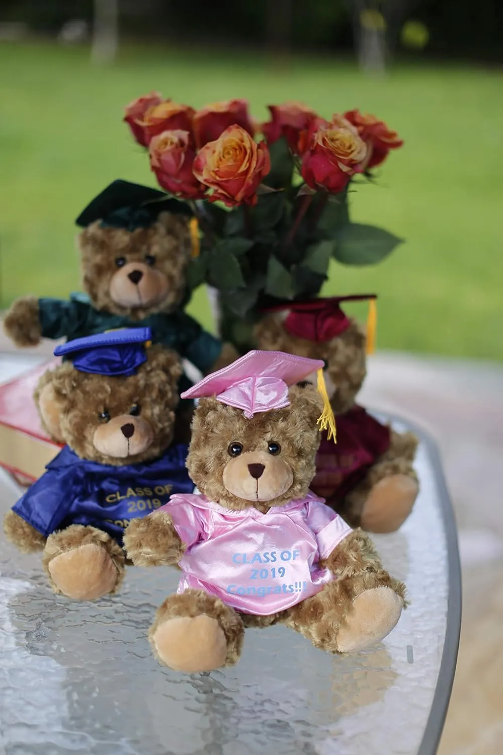 Plushland Plush Stuffed Animal Toys 12 Inches Present Gifts for Graduation Day, Personalized Text, Name or Your School Logo on Gown, Best for Any Grad School Kids (Black Gown)