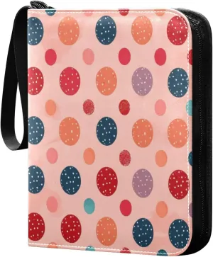 Polka Dots Colorful Collectible Trading Card Albums, Waterproof PU Card Collection Binder Fits 400 Cards with Removable Sleeves for Baseball Card, Football Card