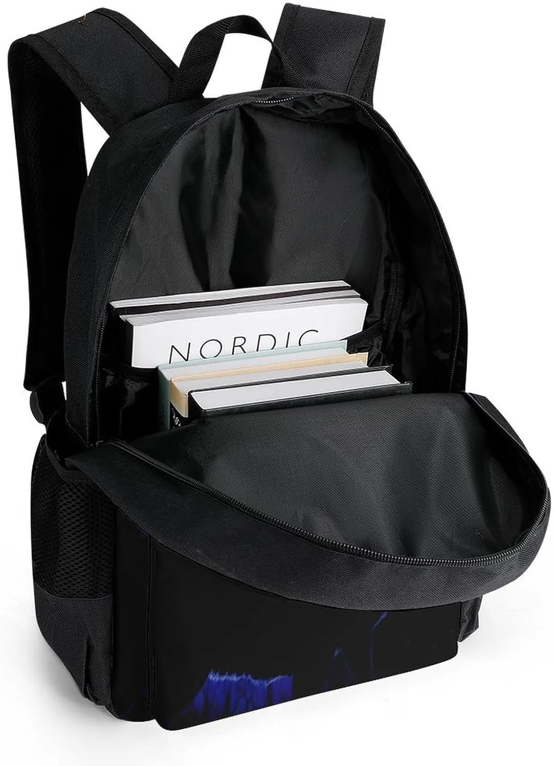 Polyester Daypack Backpack for Trekking Picnic Walking Cycling - Large Capacity Anti-Theft Multipurpose Shoulder Bag, Wolf Howling At The Moon Art Casual Daypack