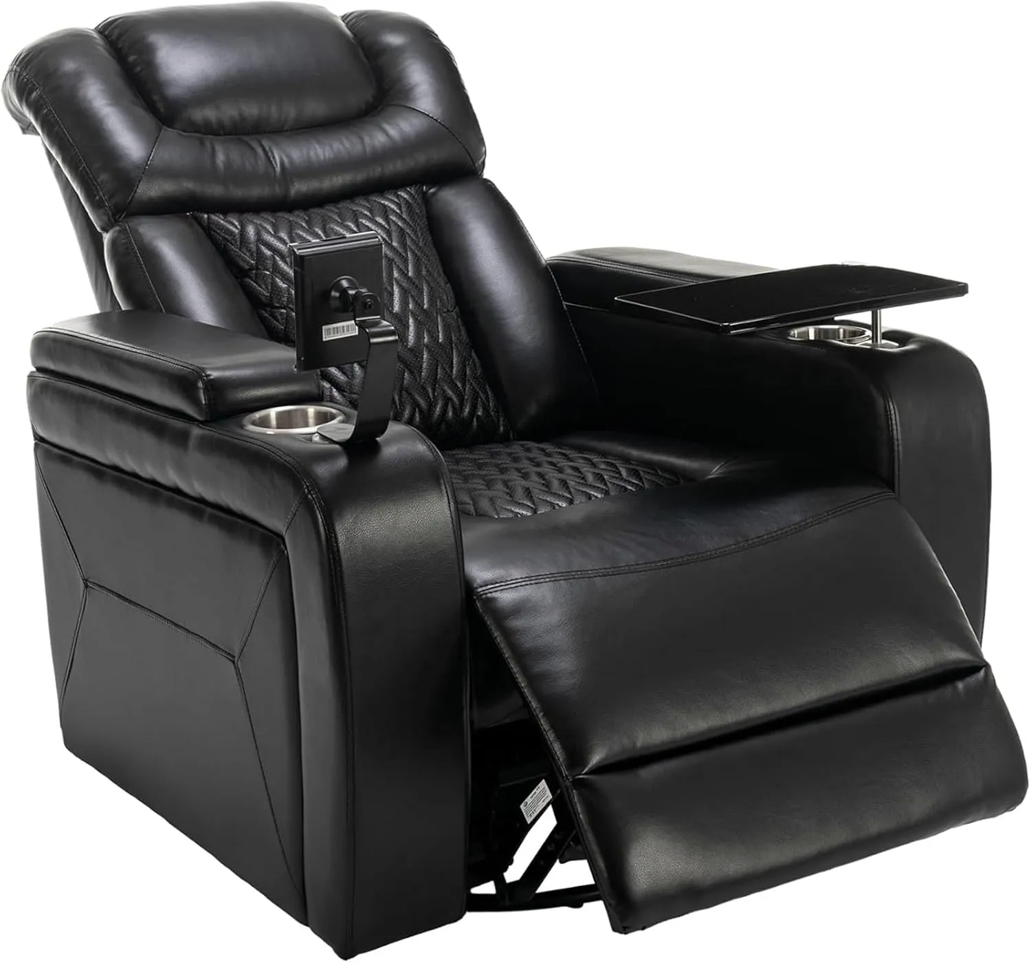 Power Swivel Glider Recliner, Faux Leather Lazyboy Recliner Chair with Cup Holder, Black Multifunction Motorized Power Rocker Recliner Chair for Home Theater Seating, Adults