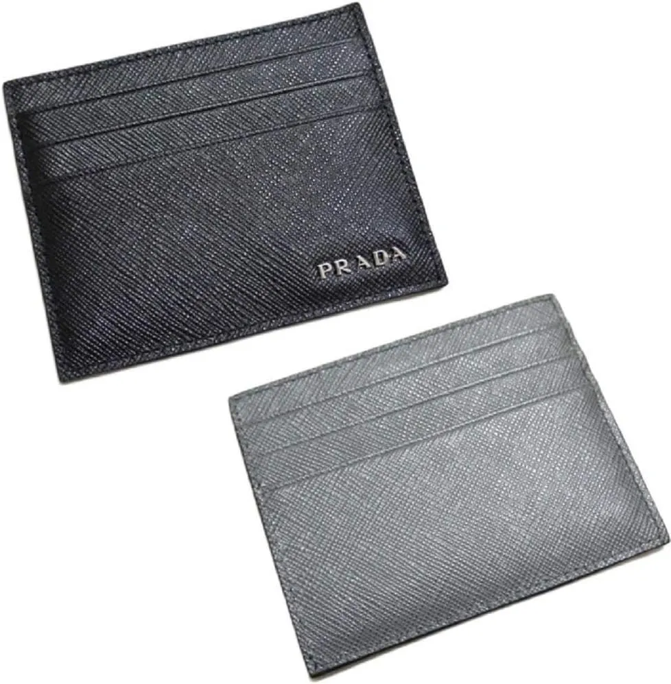 Prada Lux Saffiano Bicolor Card Case, Nero/Mercurio (Black/Gray) 2MC223